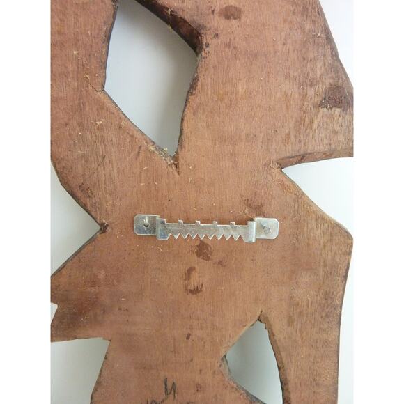 Vintage African Flat Wood Carving Woman with Basket - Picture 6 of 6